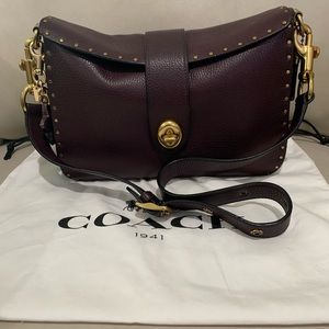 Coach Burgundy Shoulder Bag with Gold Details